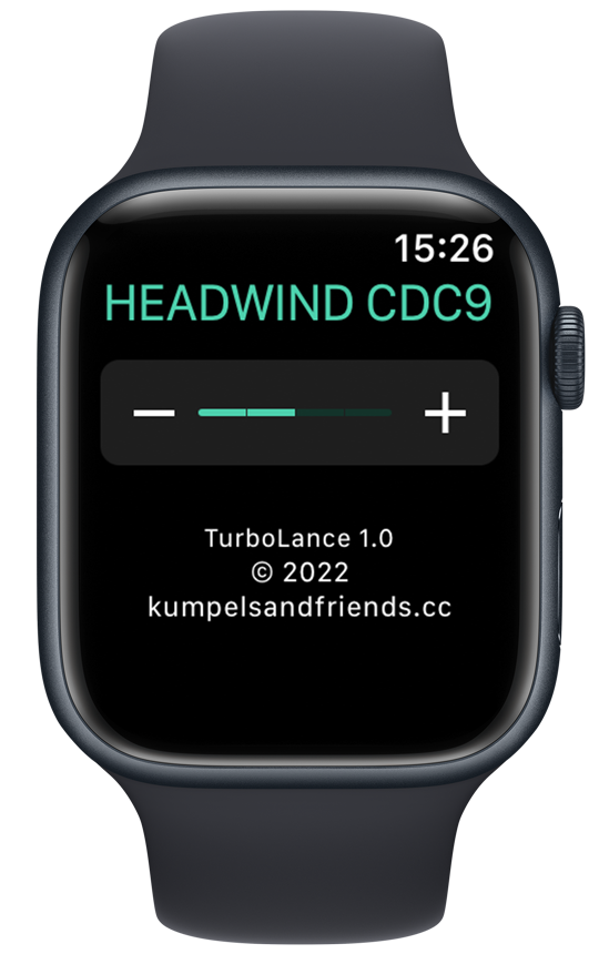 Screenshot of the watchOS TurboLance app